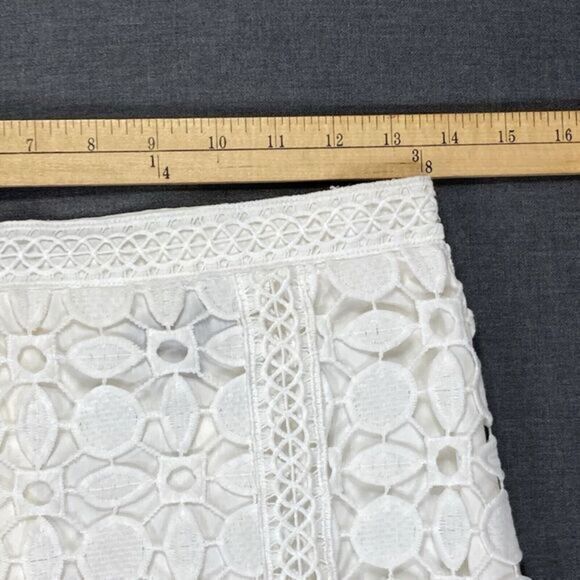 Topshop Skirt Womens 6 White Crochet Lace Embroidered Zip Back Boho Pull On Mini - Picture 8 of 13